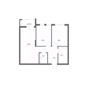 2-к квартира, строящийся дом, 59м2, 4/18 этаж