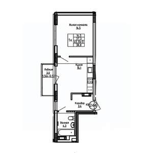 1-к квартира, вторичка, 39м2, 5/9 этаж