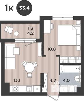 1-к квартира, вторичка, 33м2, 2/9 этаж