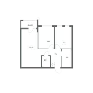 2-к квартира, строящийся дом, 60м2, 2/18 этаж