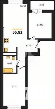 2-к квартира, вторичка, 56м2, 8/9 этаж