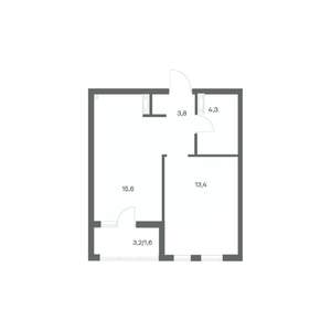 1-к квартира, строящийся дом, 39м2, 4/18 этаж