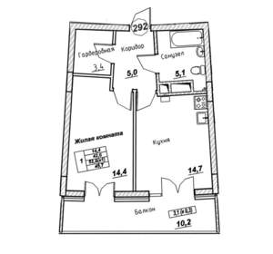 1-к квартира, вторичка, 46м2, 7/7 этаж