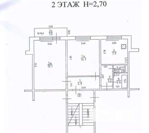 2-к квартира, вторичка, 53м2, 2/5 этаж