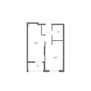 1-к квартира, строящийся дом, 41м2, 3/8 этаж