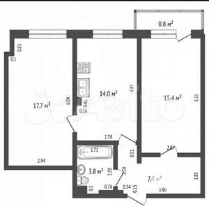 2-к квартира, вторичка, 59м2, 5/5 этаж