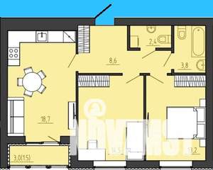 2-к квартира, строящийся дом, 64м2, 6/8 этаж