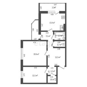 2-к квартира, вторичка, 68м2, 9/10 этаж