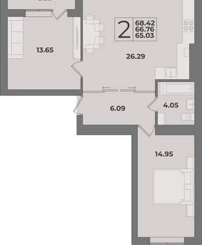2-к квартира, вторичка, 68м2, 4/9 этаж