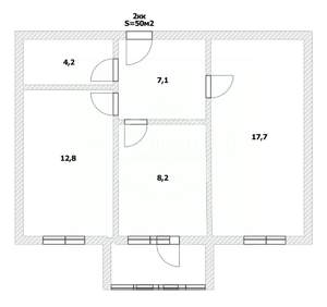 2-к квартира, вторичка, 50м2, 3/5 этаж