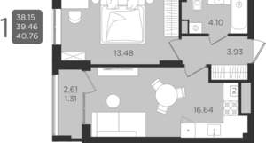 Студия квартира, вторичка, 39м2, 1/9 этаж