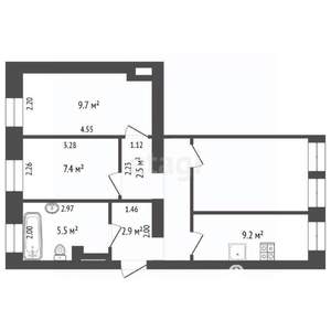 3-к квартира, вторичка, 66м2, 2/4 этаж