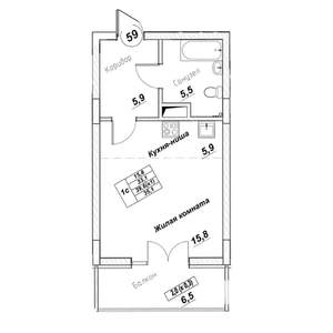 Студия квартира, вторичка, 35м2, 3/7 этаж