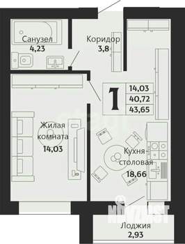 1-к квартира, вторичка, 45м2, 6/10 этаж