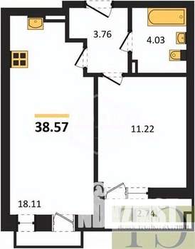 1-к квартира, вторичка, 39м2, 9/9 этаж