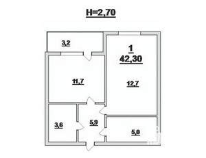 1-к квартира, вторичка, 42м2, 2/9 этаж