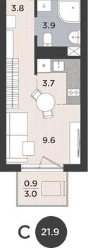 Студия квартира, вторичка, 22м2, 7/9 этаж