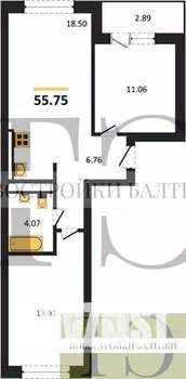2-к квартира, вторичка, 56м2, 4/9 этаж