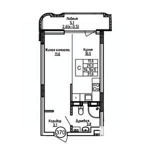 Студия квартира, вторичка, 32м2, 3/9 этаж
