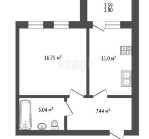 1-к квартира, вторичка, 42м2, 5/9 этаж