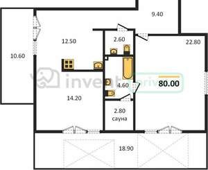 2-к квартира, вторичка, 80м2, 9/10 этаж
