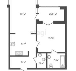 1-к квартира, вторичка, 57м2, 3/10 этаж