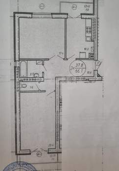2-к квартира, вторичка, 66м2, 6/9 этаж