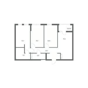 3-к квартира, строящийся дом, 75м2, 4/18 этаж