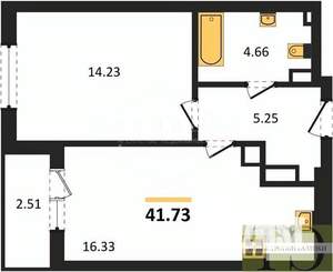 1-к квартира, вторичка, 42м2, 1/9 этаж