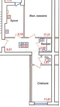 2-к квартира, вторичка, 54м2, 3/9 этаж