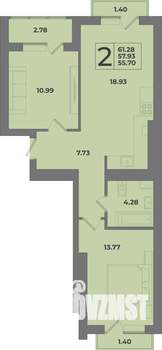 2-к квартира, вторичка, 61м2, 9/9 этаж