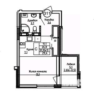 Студия квартира, вторичка, 29м2, 5/9 этаж