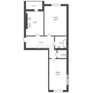 2-к квартира, вторичка, 52м2, 8/10 этаж