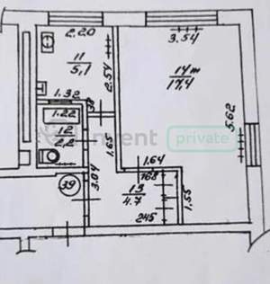 1-к квартира, вторичка, 29м2, 4/5 этаж