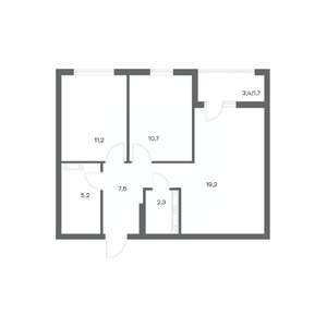 2-к квартира, строящийся дом, 58м2, 8/18 этаж