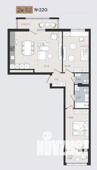 2-к квартира, строящийся дом, 79м2, 8/10 этаж