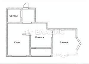 1-к квартира, вторичка, 43м2, 6/8 этаж