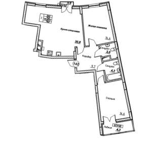 2-к квартира, вторичка, 79м2, 5/7 этаж