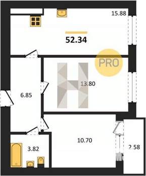 2-к квартира, вторичка, 52м2, 6/8 этаж