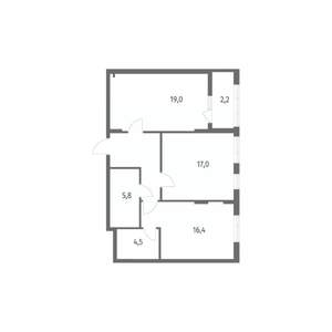 2-к квартира, вторичка, 73м2, 2/8 этаж