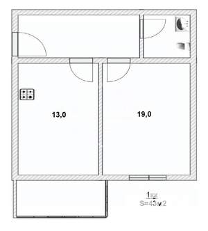 1-к квартира, вторичка, 43м2, 2/9 этаж