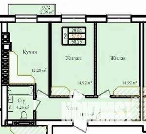 2-к квартира, строящийся дом, 58м2, 5/9 этаж