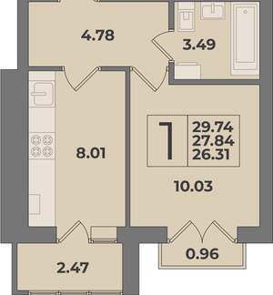 1-к квартира, вторичка, 30м2, 9/9 этаж