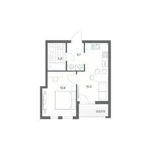 1-к квартира, строящийся дом, 37м2, 2/18 этаж