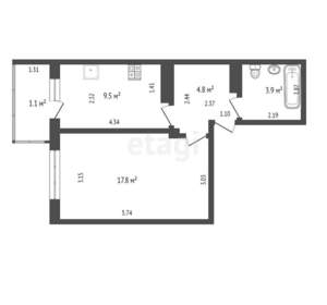 1-к квартира, вторичка, 36м2, 10/17 этаж