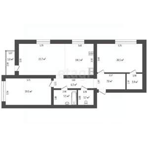 2-к квартира, вторичка, 103м2, 4/7 этаж