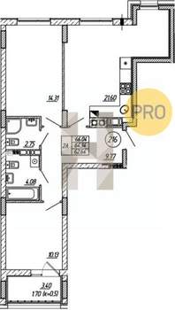2-к квартира, вторичка, 63м2, 6/9 этаж