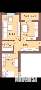 2-к квартира, вторичка, 56м2, 2/10 этаж