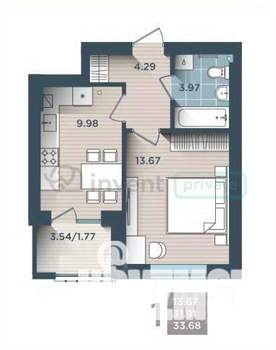 1-к квартира, вторичка, 34м2, 3/4 этаж