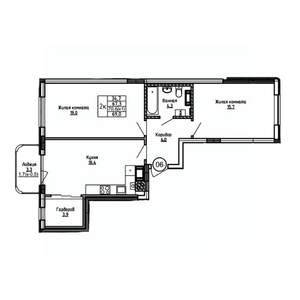 2-к квартира, вторичка, 69м2, 2/9 этаж